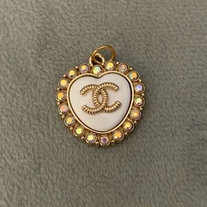 Gold and White Heart with Iridescent Charm